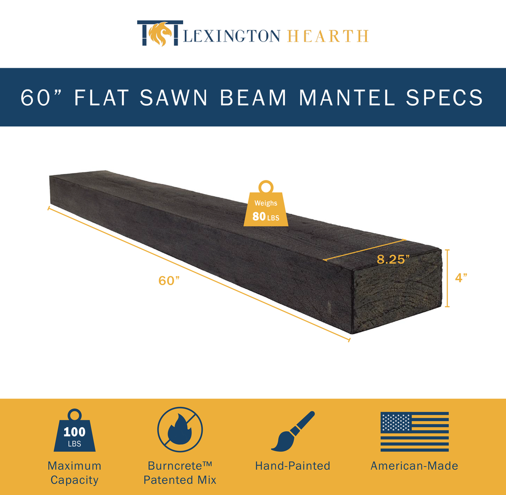 Lexington Hearth Flat Sawn Beam Mantel