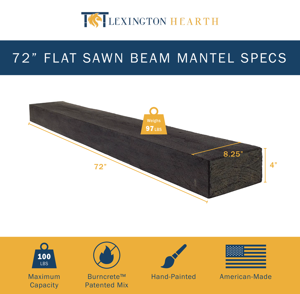 Lexington Hearth Flat Sawn Beam Mantel