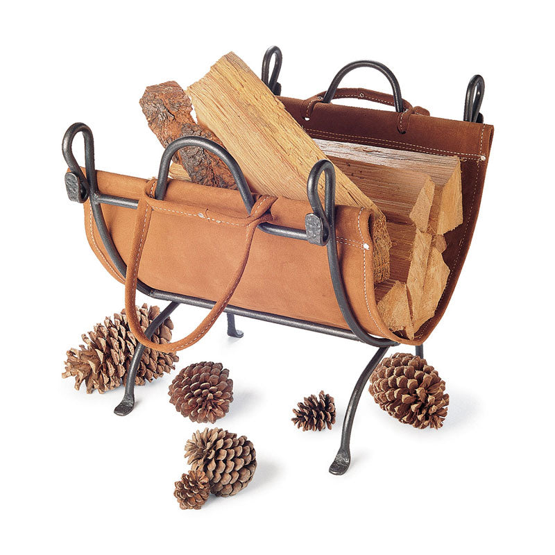 Pilgrim Folding log carrier vintage iron & leather