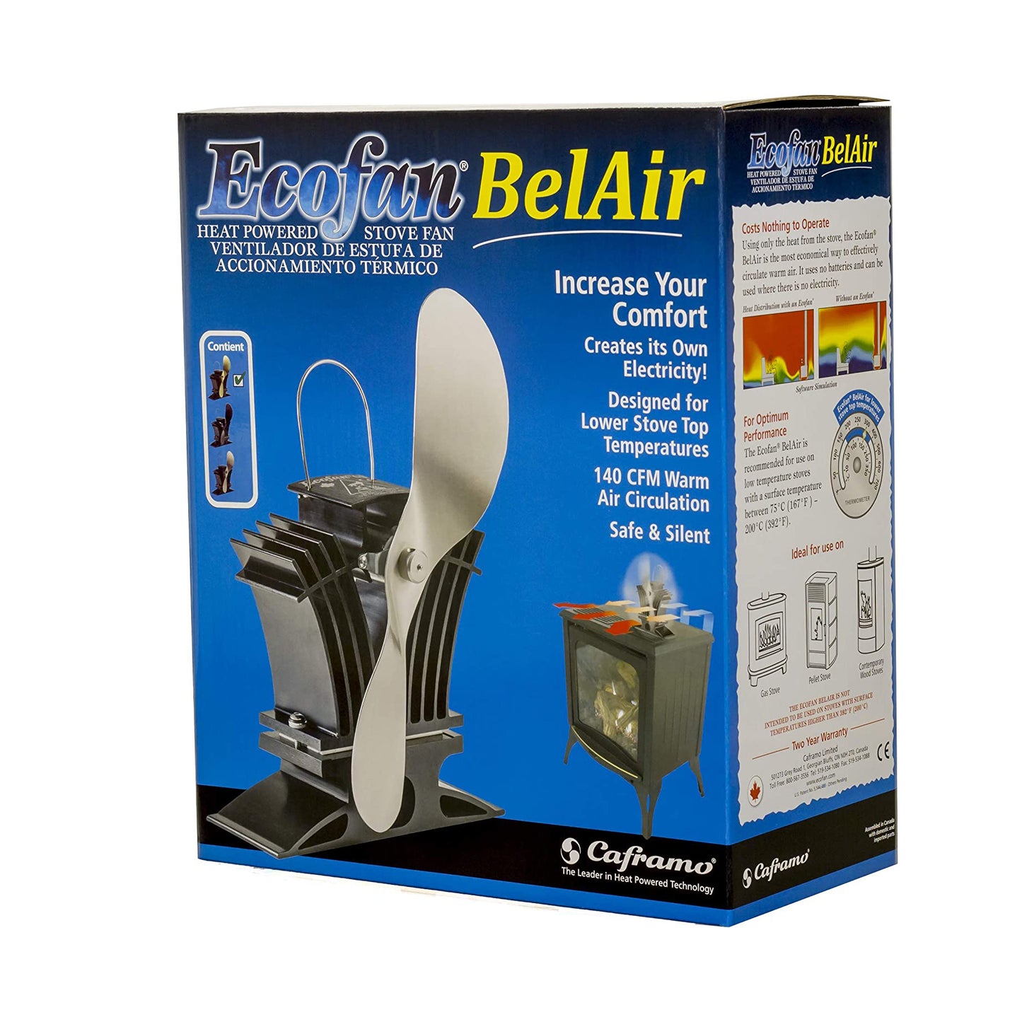 EcoFan Belair Gas Stove Top Fan Black Blade