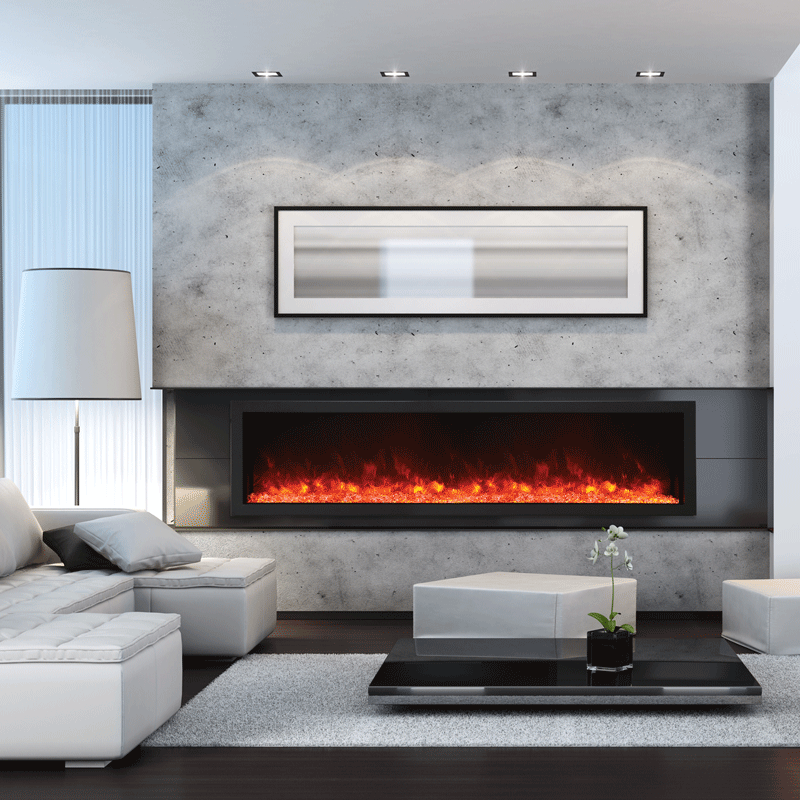 Amantii Tru-View Series Extra Tall Smart WiFi Linear Electric Fireplace