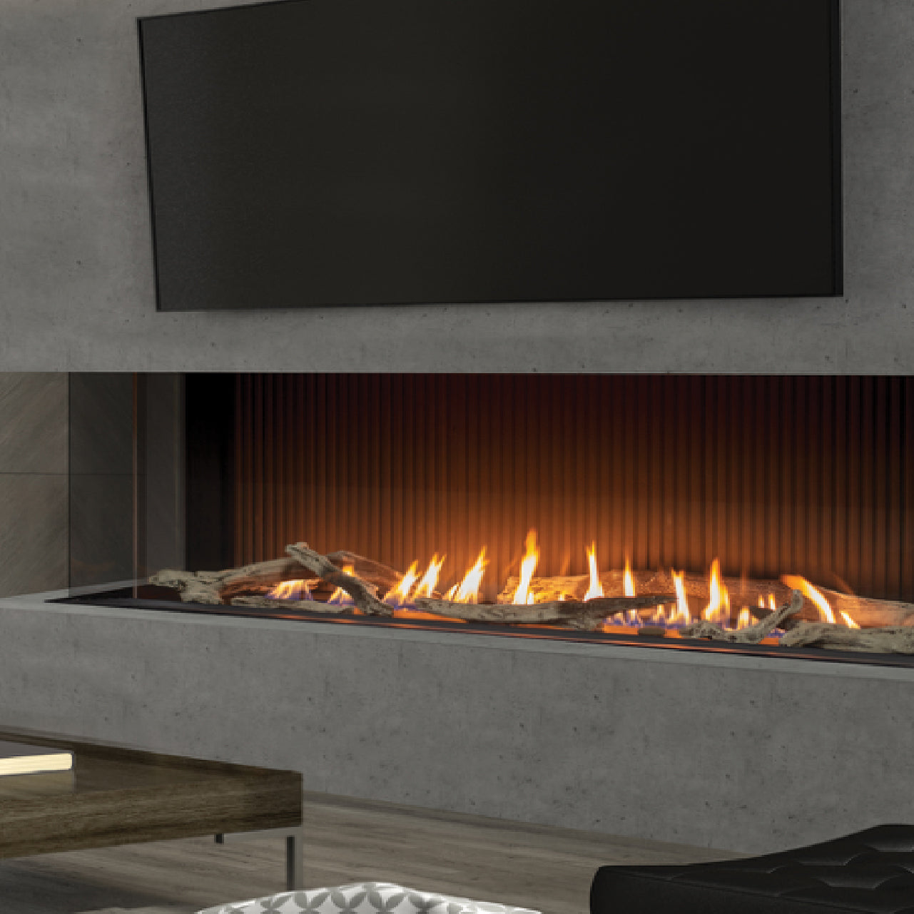 Urbana U Bay Screened Series Linear Gas or Propane Fireplace