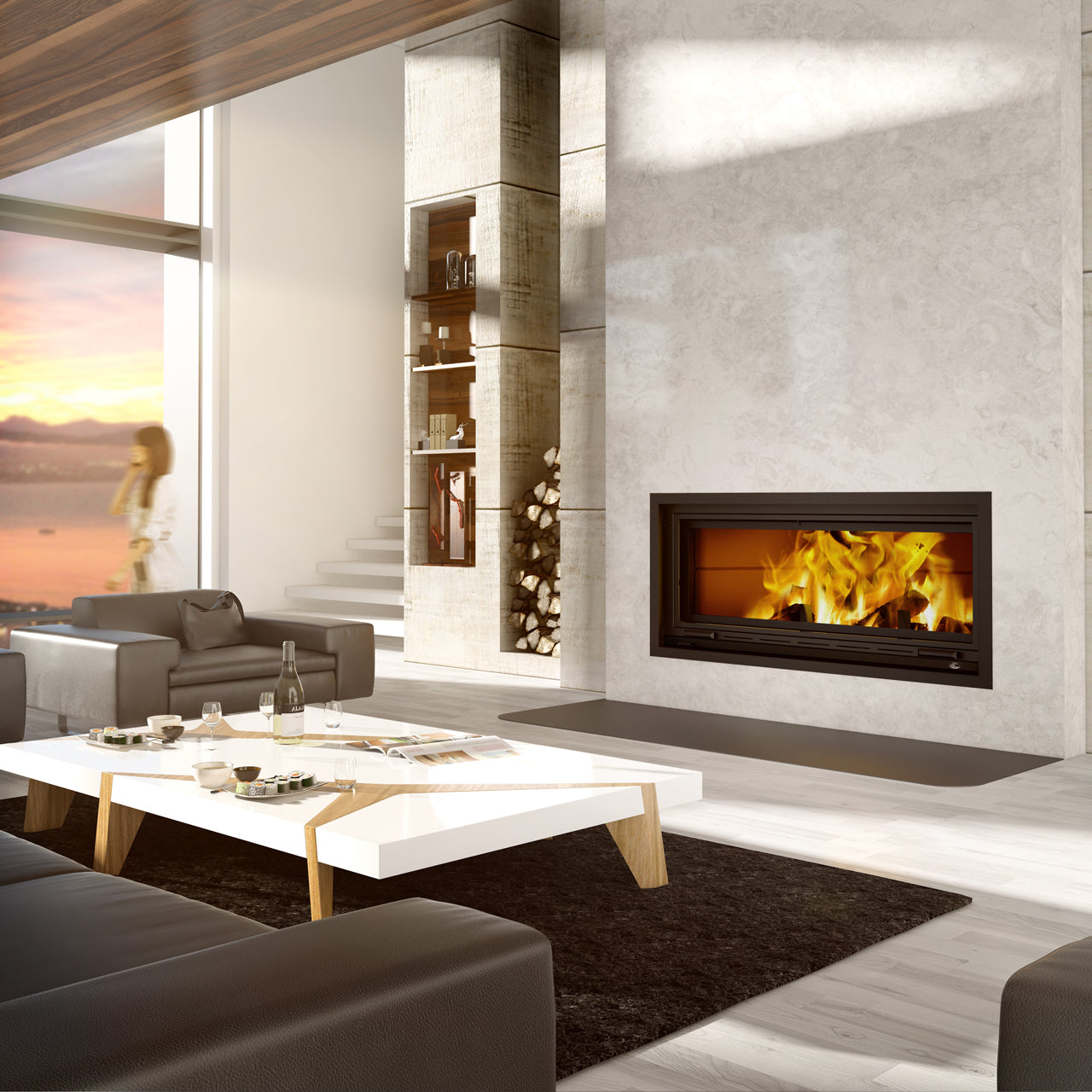 Valcourt St-Laurent Guillotine Door Wood Fireplace