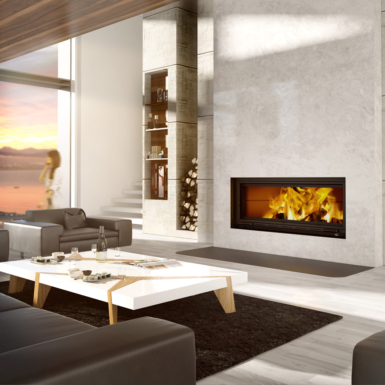 Valcourt St-Laurent Guillotine Door Wood Fireplace