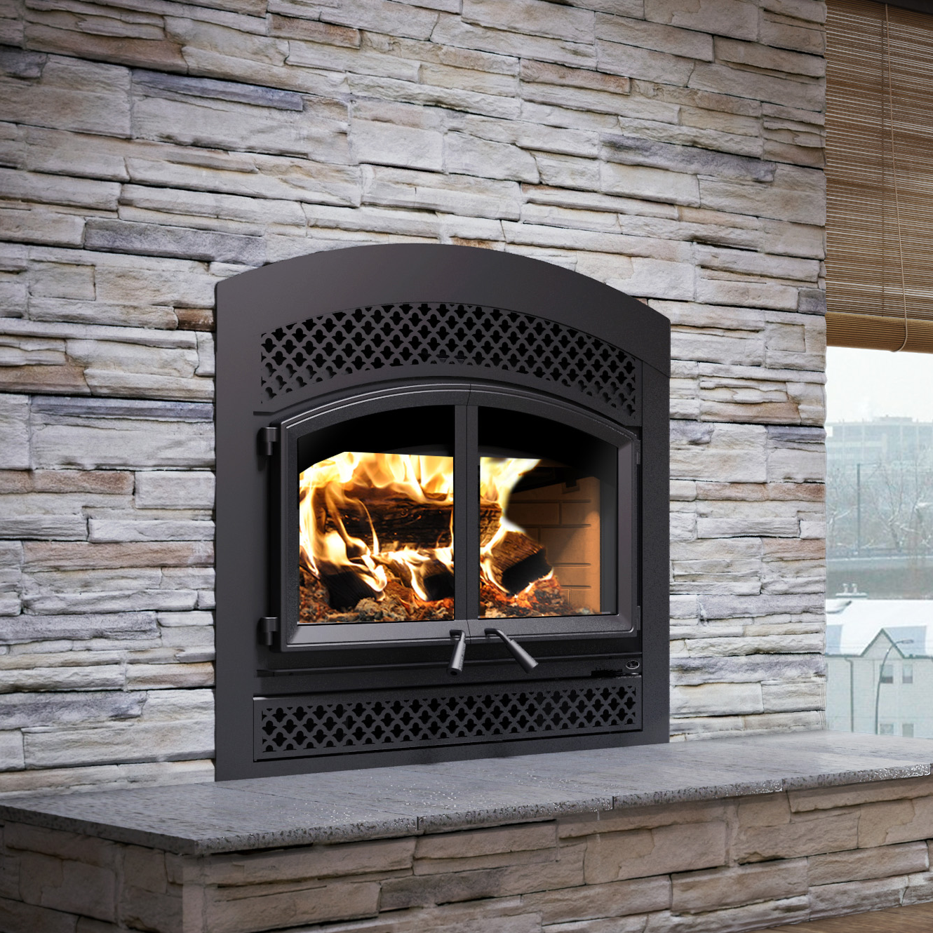 Valcourt Waterloo Arched Faceplate Zero Clearance Wood Fireplace