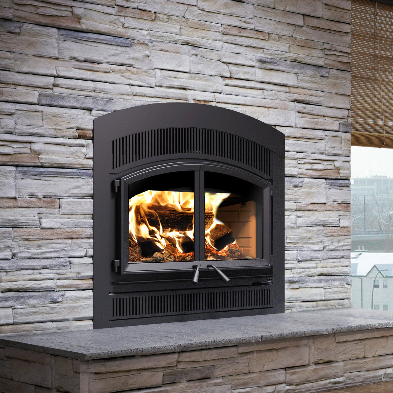 Valcourt Waterloo Arched Faceplate Zero Clearance Wood Fireplace