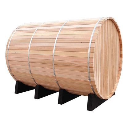 10 FT - Red Cedar Barrel Sauna with Porch 6-8 Person