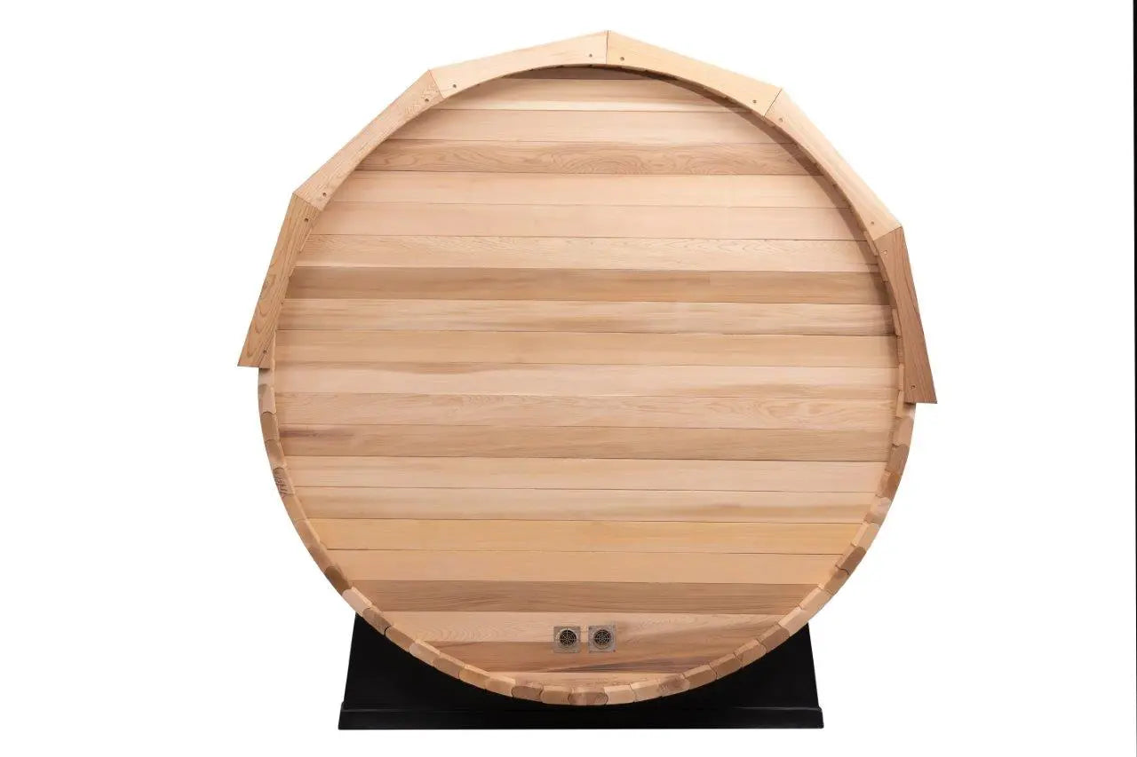 10 FT - Red Cedar Barrel Sauna with Porch 6-8 Person