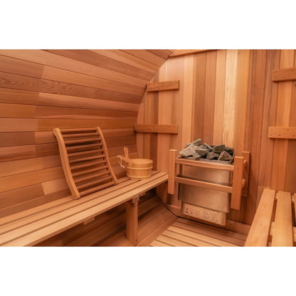 8 FT - Classic Red Cedar Barrel Sauna 6-8 Person