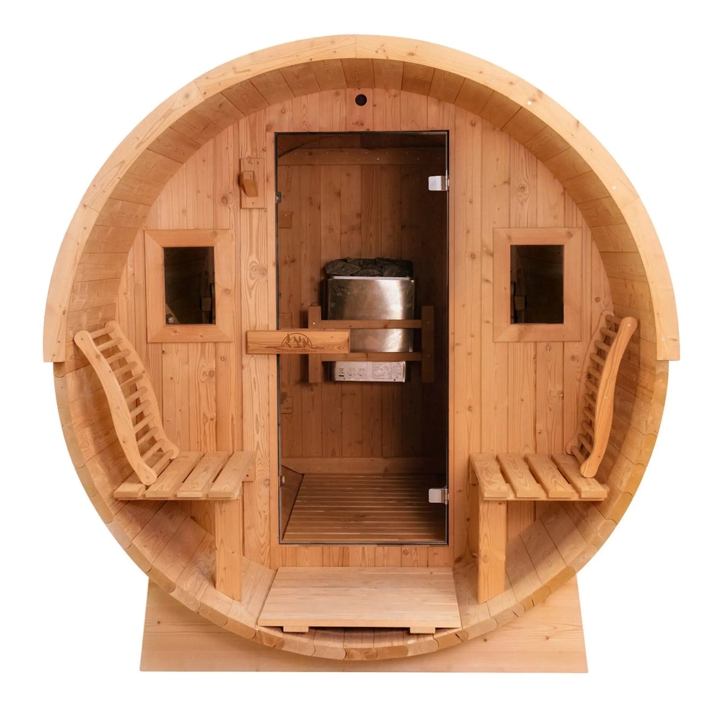 8 FT - Classic Thermowood Barrel Sauna 4-6 Person with Porch