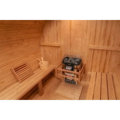 8 FT - Classic Thermowood Barrel Sauna 4-6 Person with Porch