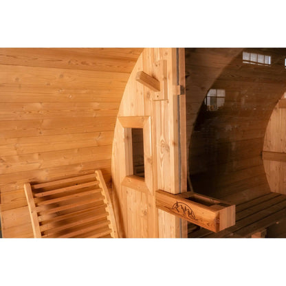 8 FT - Classic Thermowood Barrel Sauna 4-6 Person with Porch