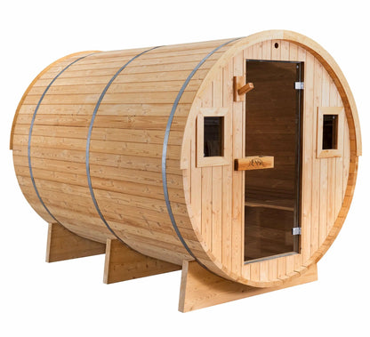 8 FT - Classic Thermowood Scenic View Barrel Sauna 6-8 Person