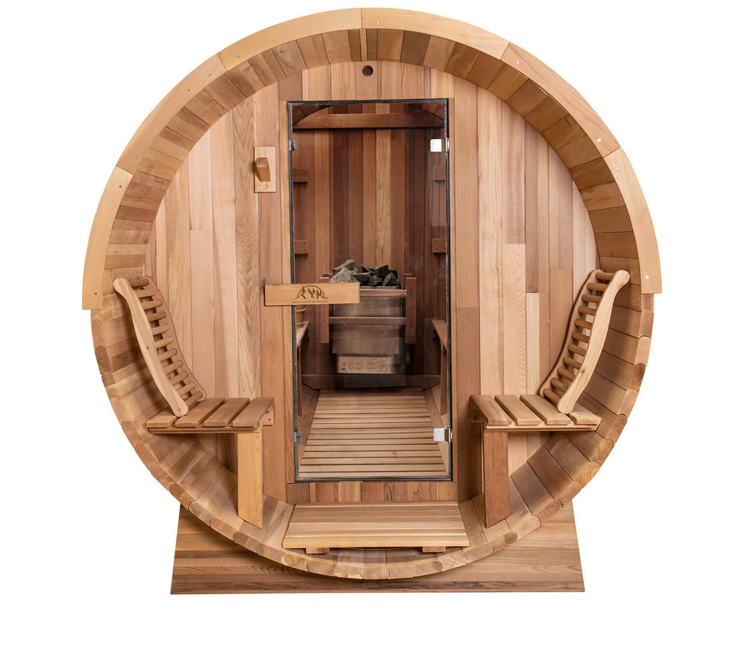 8 FT - Classic Red Cedar Barrel Sauna with Porch 4-6 Person