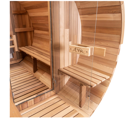 8 FT - Classic Red Cedar Barrel Sauna with Porch 4-6 Person