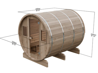 8 FT - Classic Thermowood Scenic View Barrel Sauna 6-8 Person