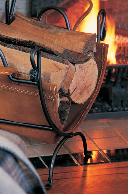 Pilgrim Folding log carrier vintage iron & leather
