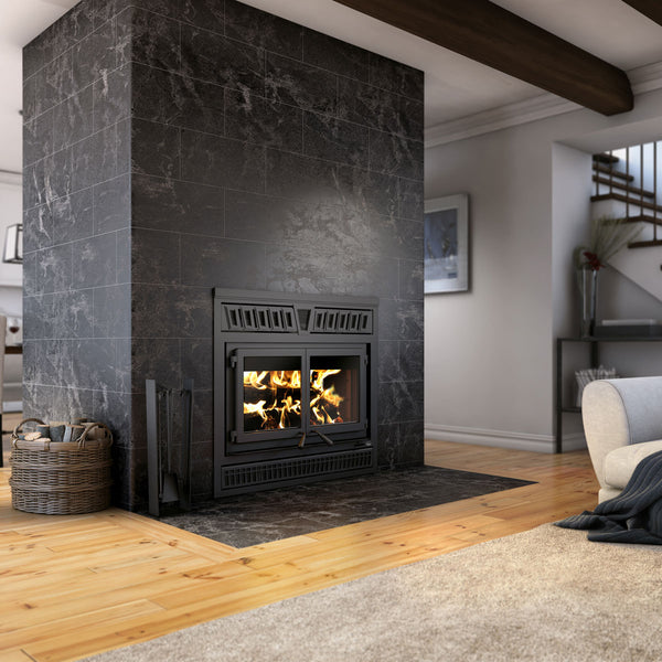 Valcourt Waterloo Zero Clearance Wood Fireplace w/ black crown